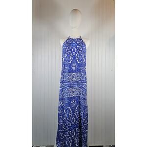 Alice & Trixie 100% Silk Halter Maxi Dress Women's Size S Paisley Resortwear